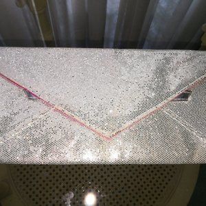 VS Silver Glitter Bling Envelope Clutch Purse